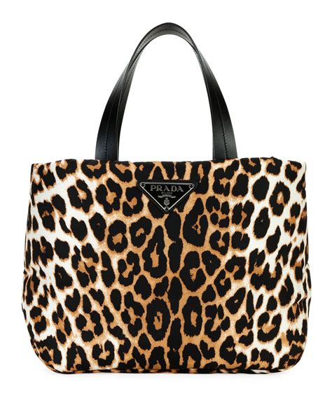 prada leopard nylon tote|prada nylon shoulder bag black.